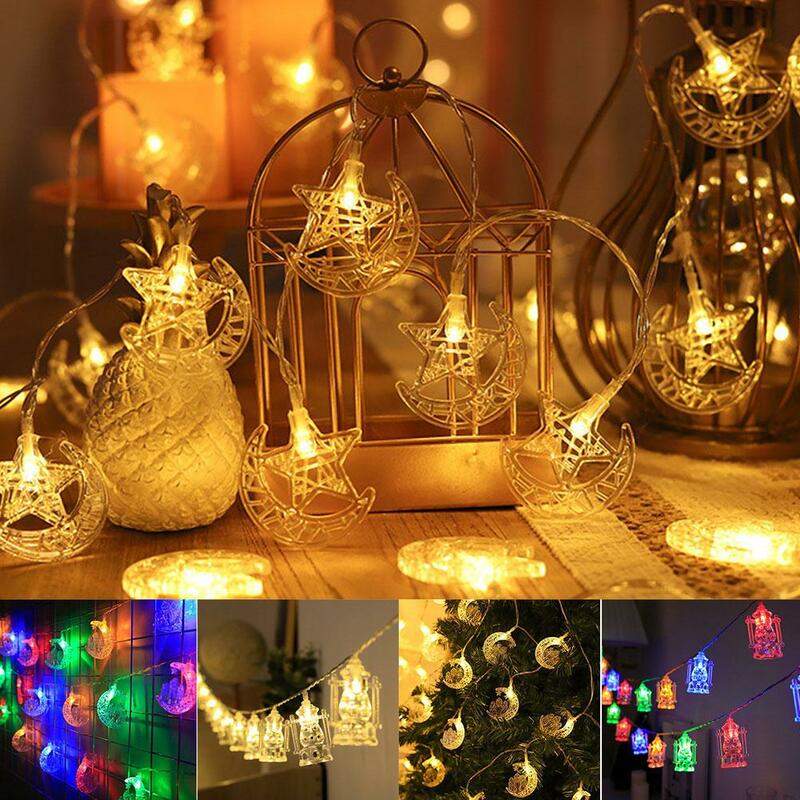 Castelo lunar Ramadan String Night Light, bateria Eid, casamento, decoração de luzes Mubarak, operação de atmosfera de festa, V3F2, 300cm, 20LED