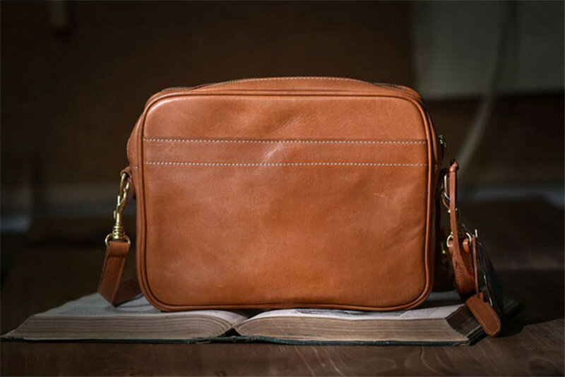 Vintage Luxe Echt Lederen Heren Messenger Bag Handgemaakte Outdoor Casual Dagelijkse Natuurlijke Eerste Laag Koeienhuid Werk Schoudertas