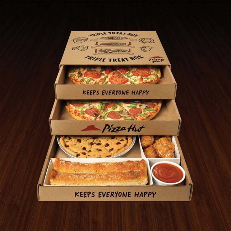 Spersonalizowane Logo na zamówienie z fabryki wielkości żywności do pakowania żywności kartonowe pudełka papierowe potrójne pudełko na pizzę