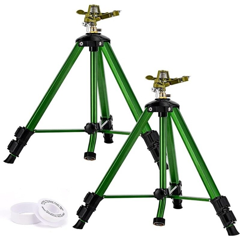 2 Pack Tripod Sprinkler with 300 Degree Large Area Coverage, Extra Tall Heavy Duty Water Sprinkler for Lawn/Yard/Garden