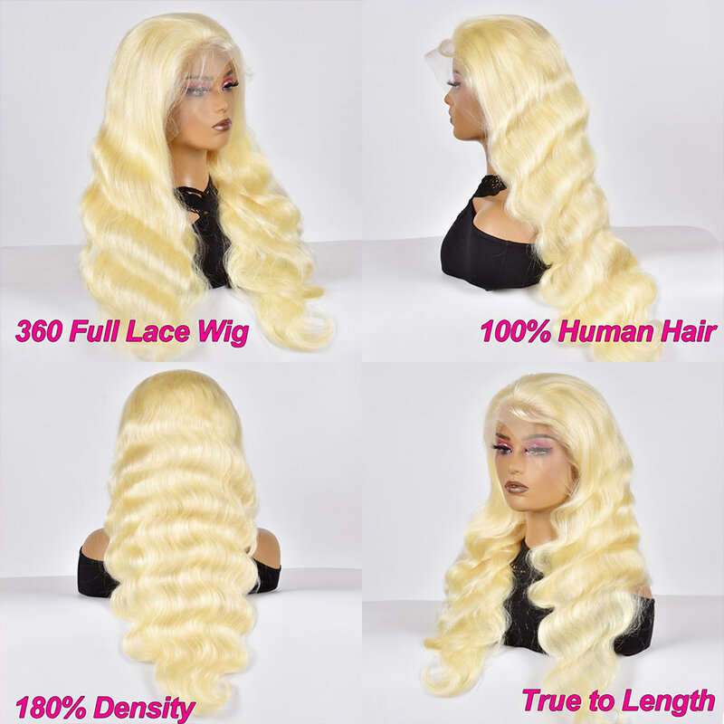 人間の髪の毛のボディウェーブレースウィッグ、hd透明なブロンドの髪、22インチ、180密度、13x4、613