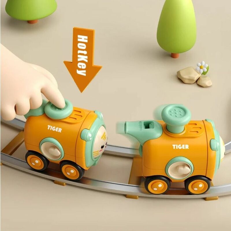 Inersia mainan mobil Mode tekan maju, dengan peluit kereta kecil tahan tabrakan kartun interaksi orang tua anak