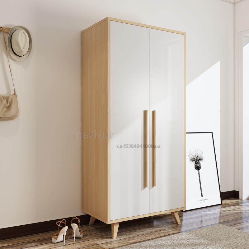 Современный минималистичный экономичный шкаф для хранения в домашней спальне, шкаф для одежды в маленькой квартире, скандинавский детский шкаф с двумя дверцами, шкаф
