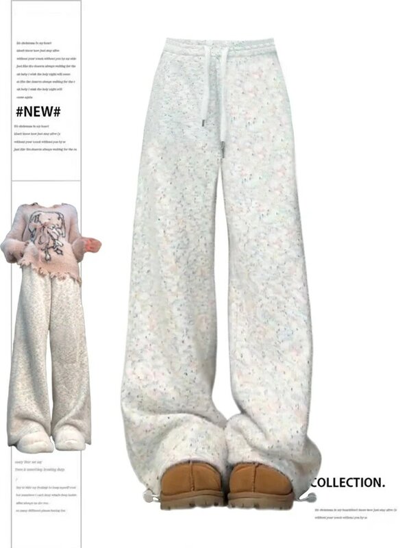 Pantalones holgados de pierna ancha para mujer, ropa de calle de gran tamaño, Vintage, Harajuku, suave, cintura alta, Y2k, 2000, novedad de 2024