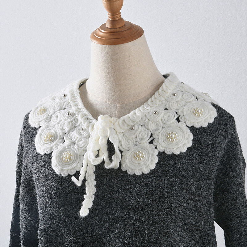Camisa bordada Vintage de cuello falso para mujer, camisa desmontable, blusa, suéter, accesorio de cuello falso