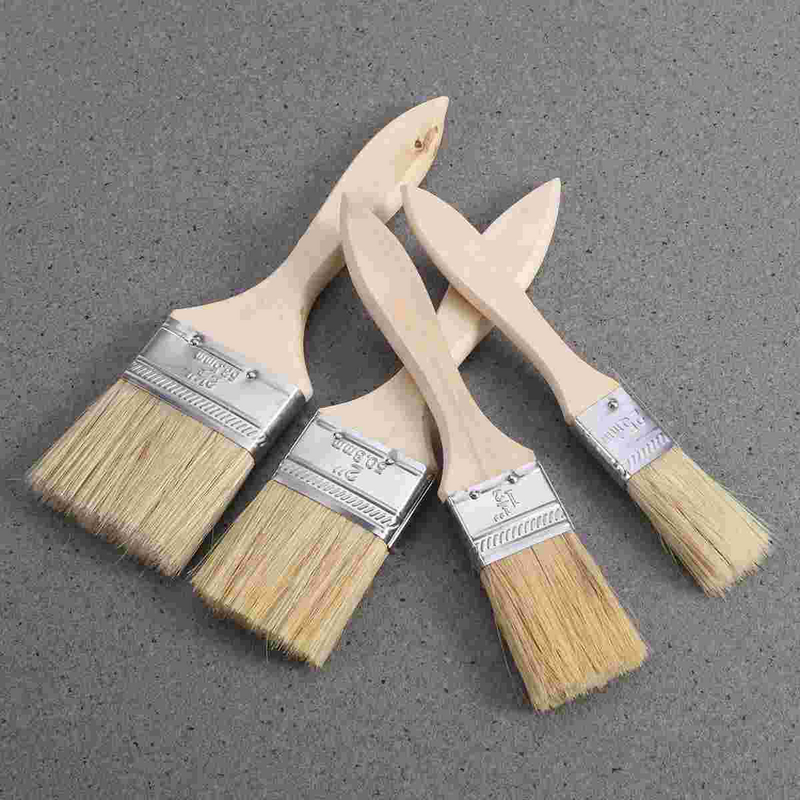 Cepillos de pintura con mango de madera, cepillo de pintura para pared y muebles, fácil de limpiar, cepillo de limpieza de madera