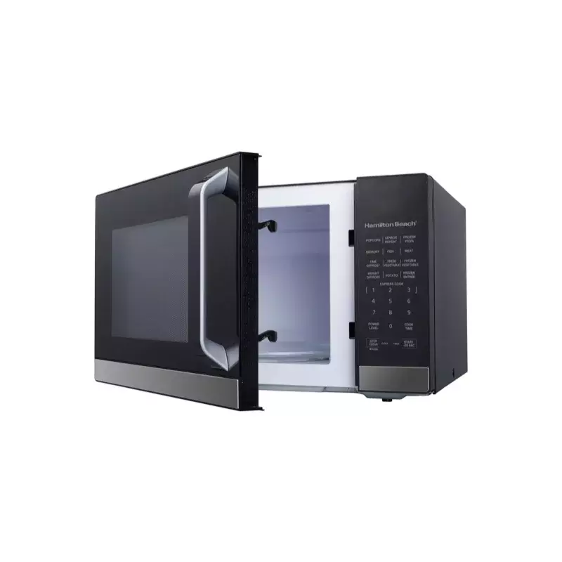 HAOYUNMA 1,4 pies cúbicos Horno microondas de acero inoxidable negro, electrodomésticos de cocina con Sensor
