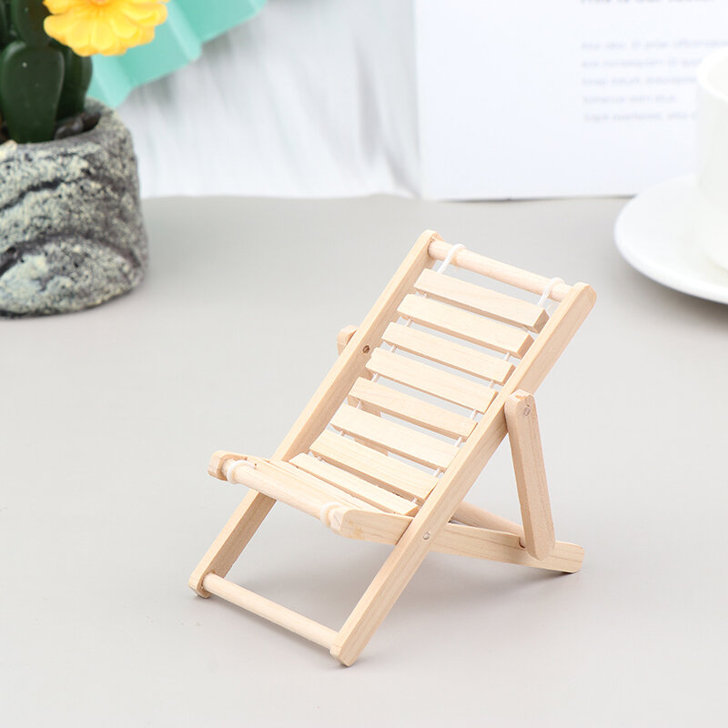1pc Holz Lounge Chair für 1/12 1/6 Maßstab Puppenhaus Miniatur möbel Klapp Strandkorb Modell Mini Home Desktop Dekoration
