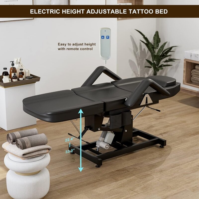 Paddie-Silla de tatuaje eléctrica ajustable en altura con vaporizador Facial profesional, mesa de masaje eléctrica