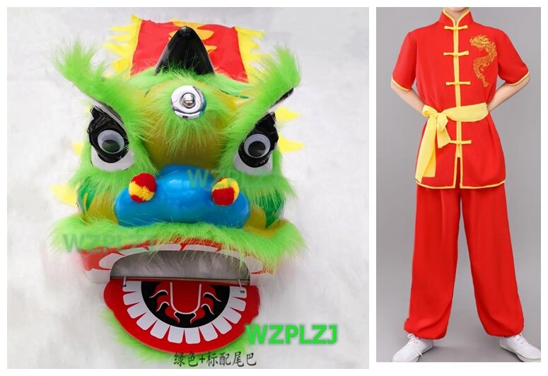 Traje de dança do leão para crianças, roupas Wushu para menino e menina, roupas esportivas para crianças, palco do carnaval, China, 14 cm, 5-12 anos, venda na China