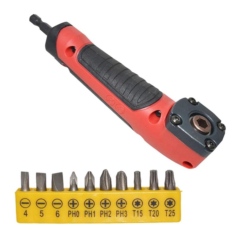 Electric Screwdriver Right-Angle Corner Operation Tool Plastic+Metal 1/4 Steering Corner Drill With 10 Batches