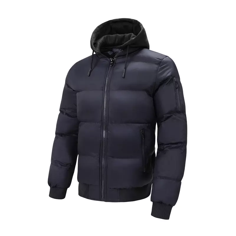 Мужская зимняя однотонная Повседневная флисовая куртка с капюшоном, модная мужская Повседневная теплая ветрозащитная парка, пальто, верхняя одежда высокого качества, 2024