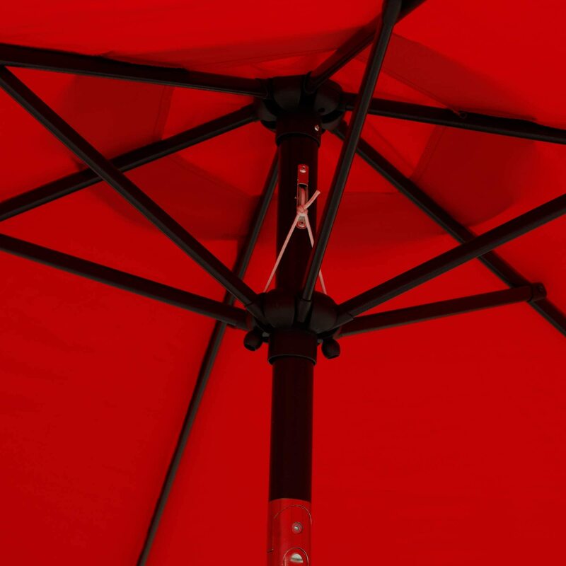 Parapluie de 7.5 pieds, manivelle d'inclinaison à bouton-poussoir de parapluie de cour (rouge)