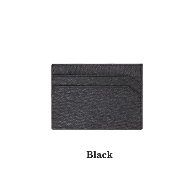 Genuine Leather Saffiano Business Card Holder 4 Card Positions 1 Cash Clip High-end Minimalist Design