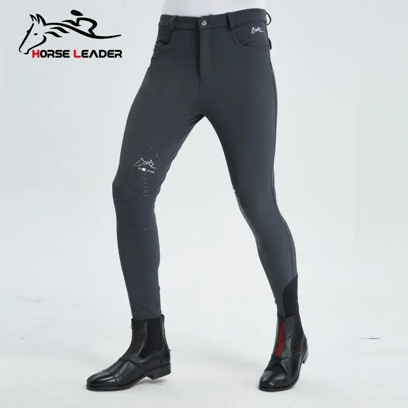 Pantalones de equitación ecuestres de alta elasticidad para hombre, transpirables y cómodos, resistentes al desgaste, silicona completa, importada