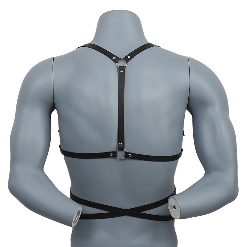 Male Leather Lingerie Sexual Chest Harness Men Adjustable Rave Gay Clothing BDSM Fetish Full Body Harness Belt Strap for Sex