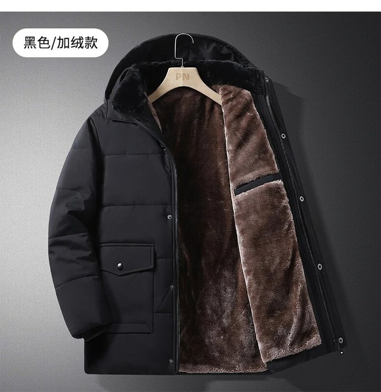 Chaqueta de algodón con capucha para hombre, Parka de negocios de felpa Extra gruesa, informal, resistente al frío y al viento, ropa de invierno