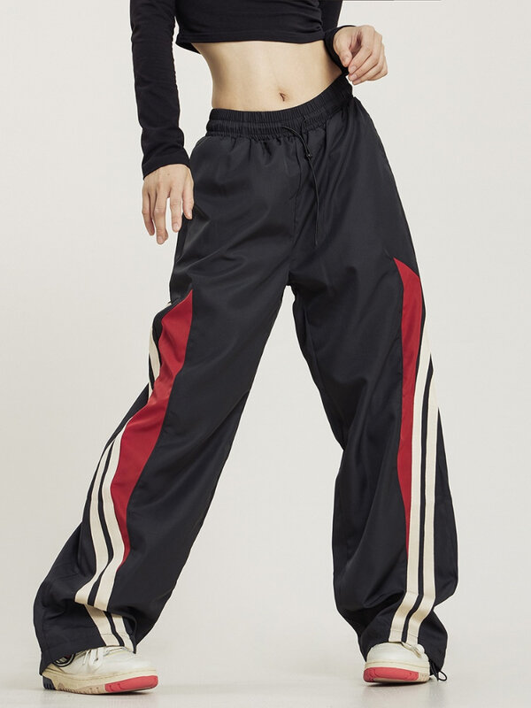 Pantalon de survêtement baggy pour femme, streetwear Y2K, vintage, décontracté, module de parachute, pantalon coréen, droite, jambe large, jogging, fjgy