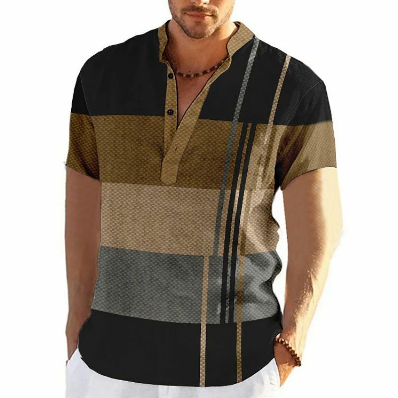 Camicia da uomo Vintage 3D moda Patchwork stampa camicie oversize Casual a maniche corte estate Streetwear uomo abbigliamento Tees top