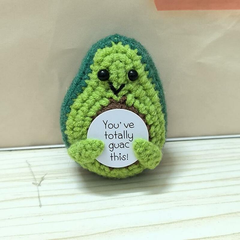 Humorous Space Decor Crochet Avocado Doll Handmade Crocheted Avocado Doll with Base Emotional Support Stress Relief for Kids