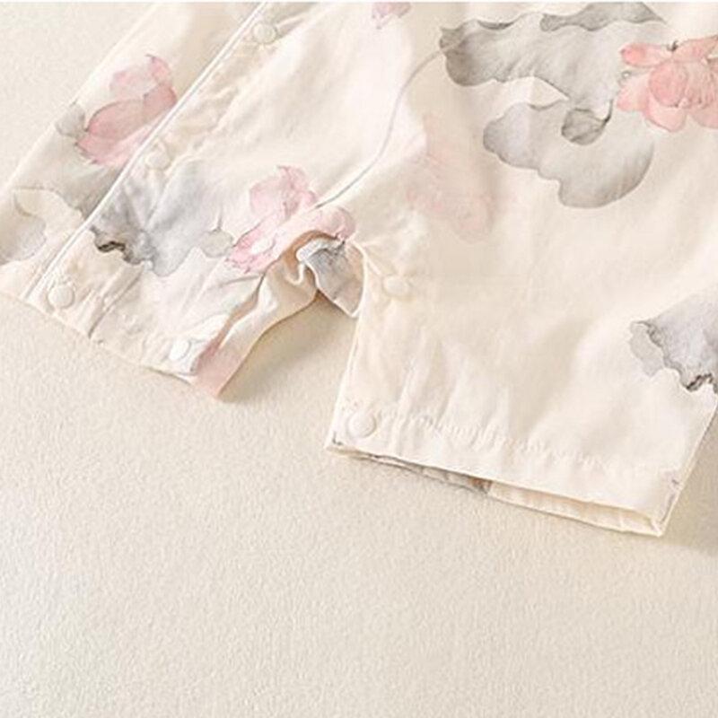 Baby Cotton Romper Summer Floral Chinese Style Newborn Clothes Princess 1st Birthday Baby Girl Jumpsuit
