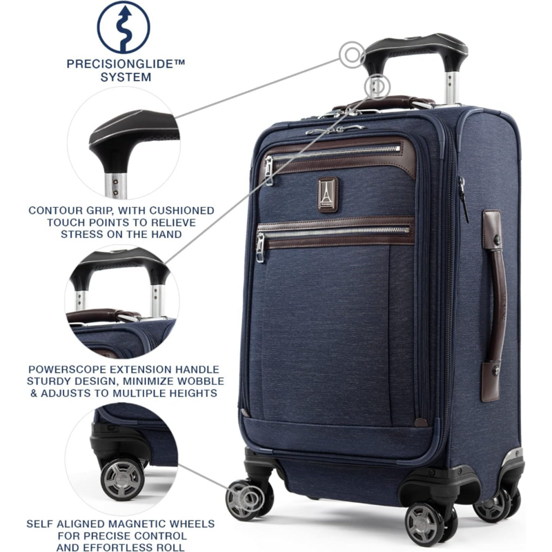 Travelpro Platinum Elite Softside Expandable Carry on Luggage, 8 Wheel Spinner Suitcase, USB Port, Suiter, Carry On 21-Inch