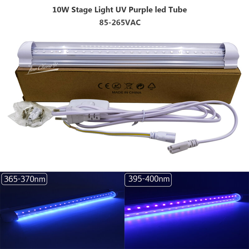 T8 10W 48leds UV LED Tube Blacklight 365nm 395m 85-265v 32cm Purple  Lamp 32cm For Bar Art Show Club Body Paint Integrated Tube