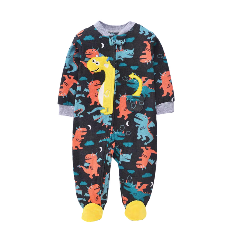Footed Warm Baby Rompers 2023 Fall Cute Animal Fox Micro Polar Fleece Babe Pajamas Infant Jumpsuits Sleepwear NB/3-12M