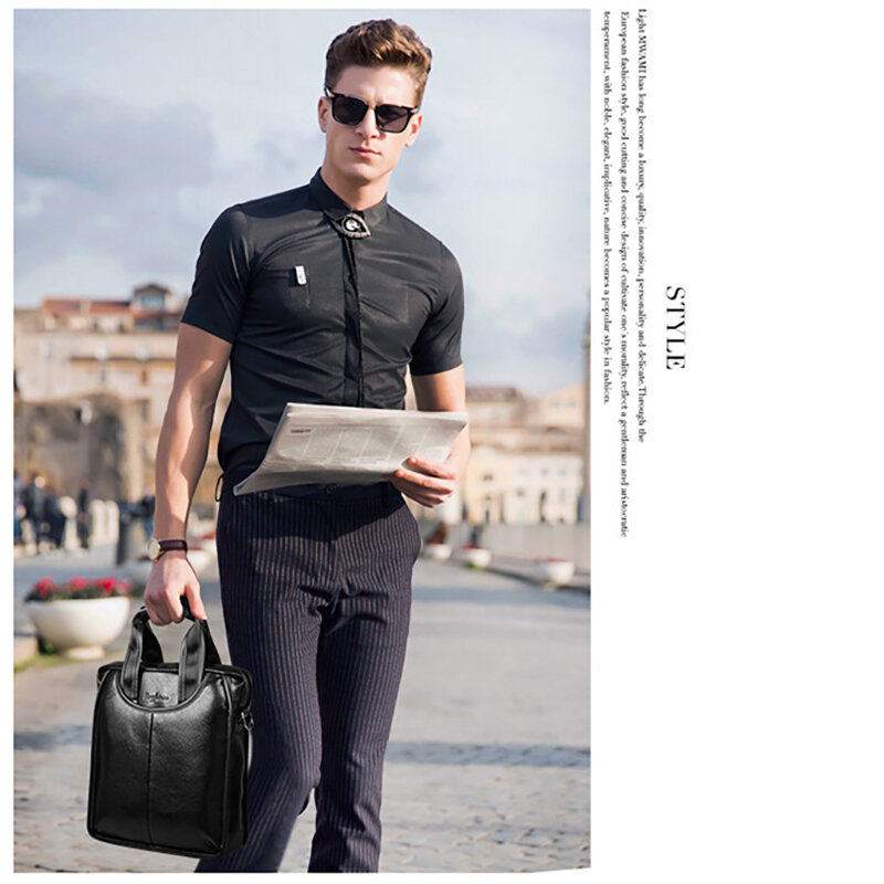 Men'S Briefcase PU Leather Handbag Executive Document Office Shoulder Portfolio Business Messenger Crossbody Side Designer Bag