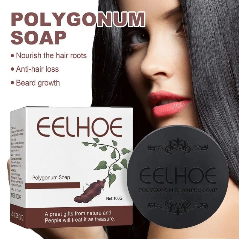 Polygonum Multiflorum Shampoo Sabonete, Nutrição Natural do Crescimento do Cabelo, Branco e Cinza, Ingredientes Naturais Premium