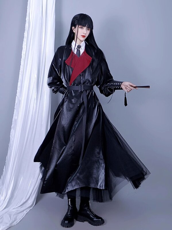 Chinese style Hanfu Tang round collar robe men's and women's trench coat
