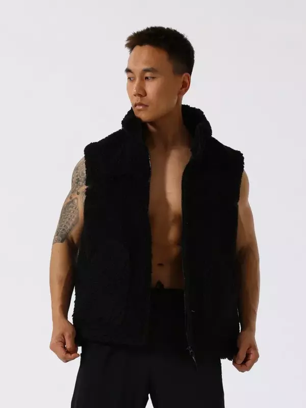 Новинка 2023, мужское модное зимнее утепленное пальто из овечьей шерсти, Спортивный Повседневный жилет со стоячим воротником, свободная теплая куртка на молнии