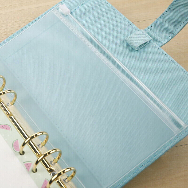 Bolsos impermeáveis Binder com Zipper, Caixa Envelopes Orçamento, Saco de bolso página folha solta, Planejador Notebook, 6 furos, A5, A6, A7