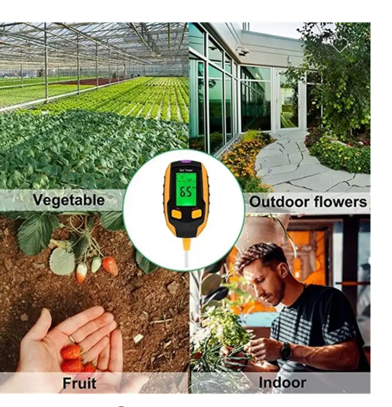 Probador de suelo 5 en 1, medidor de PH, Detector de temperatura de humedad portátil para plantas en macetas de jardín