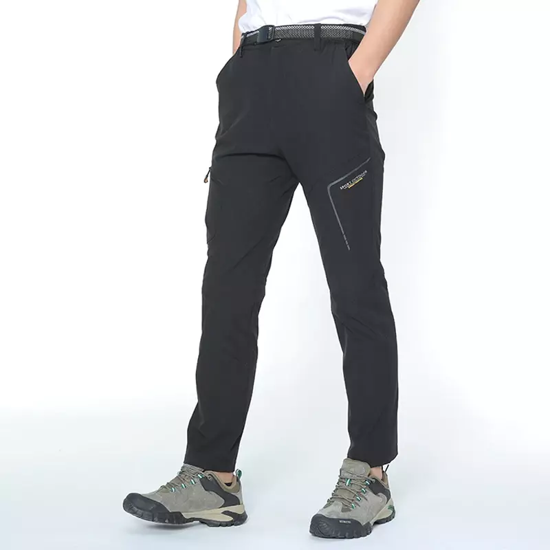 Men's outdoor quick drying pants, summer thin breathable elastic sprint pants, loose hiking and mountaineering pants