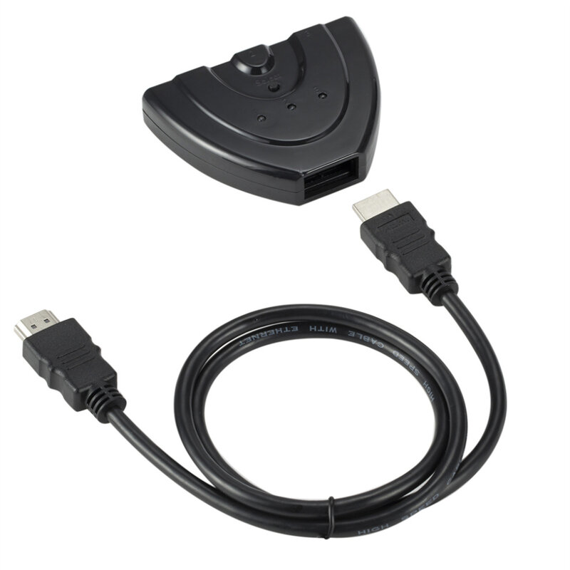 Grwibeou pemisah Video pengalih HDMI, 1080P kompatibel 3 in 1 keluar Mini 3 Port saklar yang kompatibel dengan HDMI untuk DVD HDTV Xbox PS3 PS4
