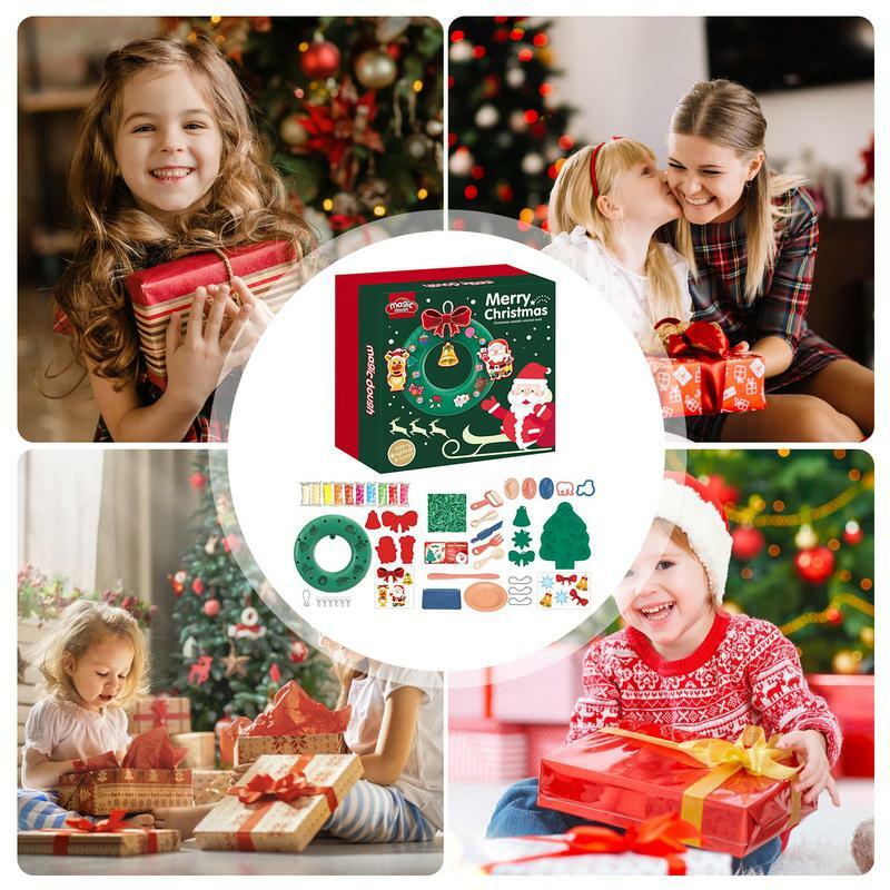 DIY Molding Clay For Christmas Wreath DIY Reusable Clay Toy Set For Children Kids Hands-On Toys For Holiday Gifts Craft Classes