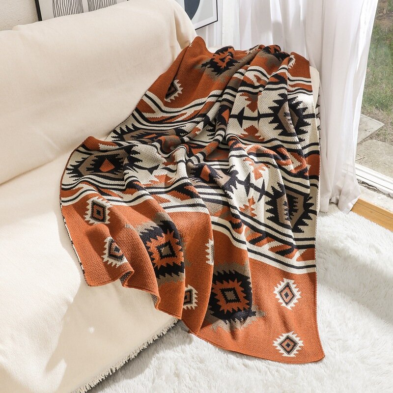 Simple knitted wool bohemian tapestry acrylic nap blanket winter decorative blanket sofa cover blanket