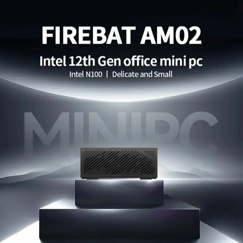 FIREBAT-Mini Computador Desktop, CPU Intel N100, 4 núcleos, 4Threads, 8GB, 16GB, 256GB, 512GB, DDR4, WiFi 6, BT5.2, HDMI, RJ45, AM02