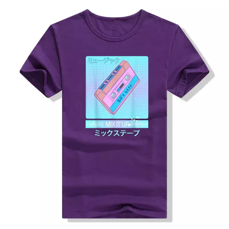 Mix Tape 80s Japanese Otaku Aesthetic Vaporwave Art T-Shirt Vintage Clothes 90s Harajuku Graphic Tee Tops Short Sleeve Blouses