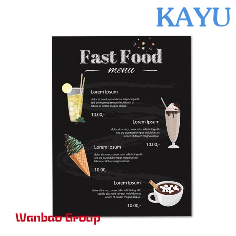 Preço de fábrica impressão folheto personalizar menu do restaurante com boa qualidade panfleto com laminação fosco ou brilhante baixo MOQ