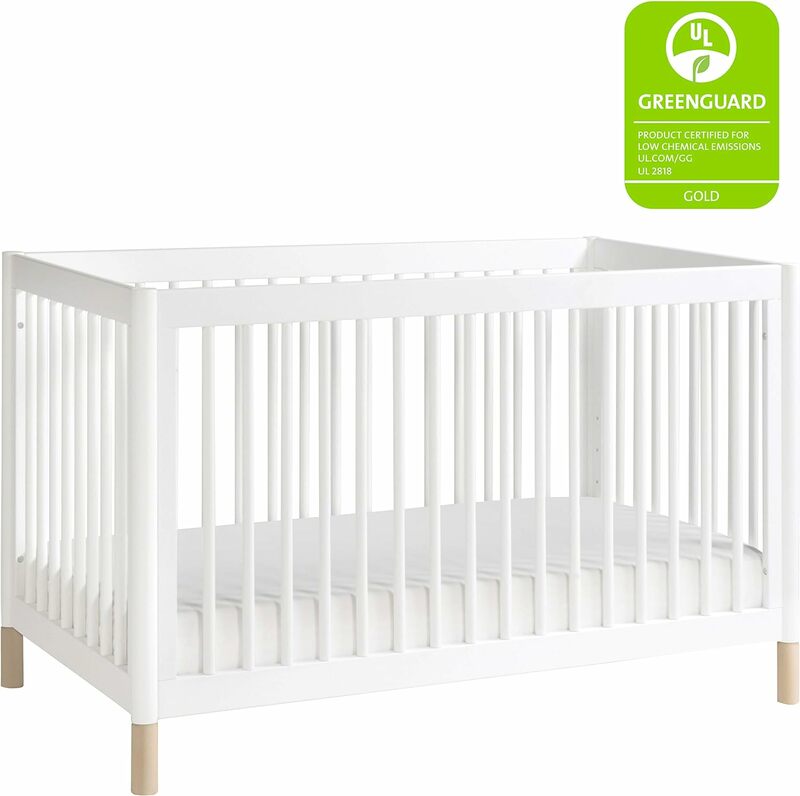 Babyletto Gelato 4-in-1 Convertible Crib with Toddler Bed Conversion in White and Washed Natural, Greenguard Gold Certified