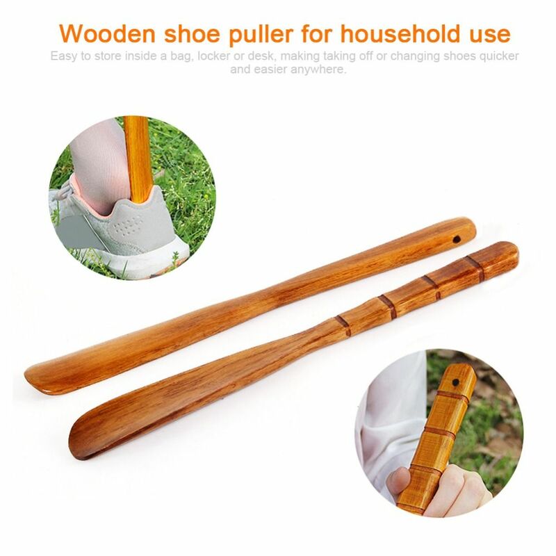 Easy Remover Shoe Horn Easy on Off Hanging Seniors Put on Shoes Tools Extra Long Handle Wooden Shoehorn Lifter