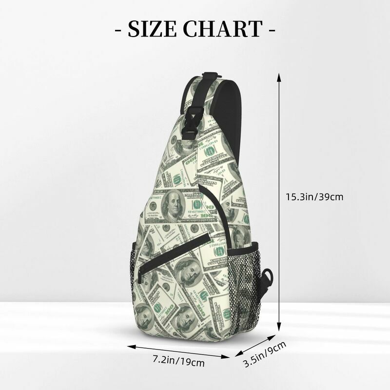 Fesyen US Dollar Bill Selempang Ransel Pria Pola Uang Kertas Tas Dada Bahu untuk Perjalanan