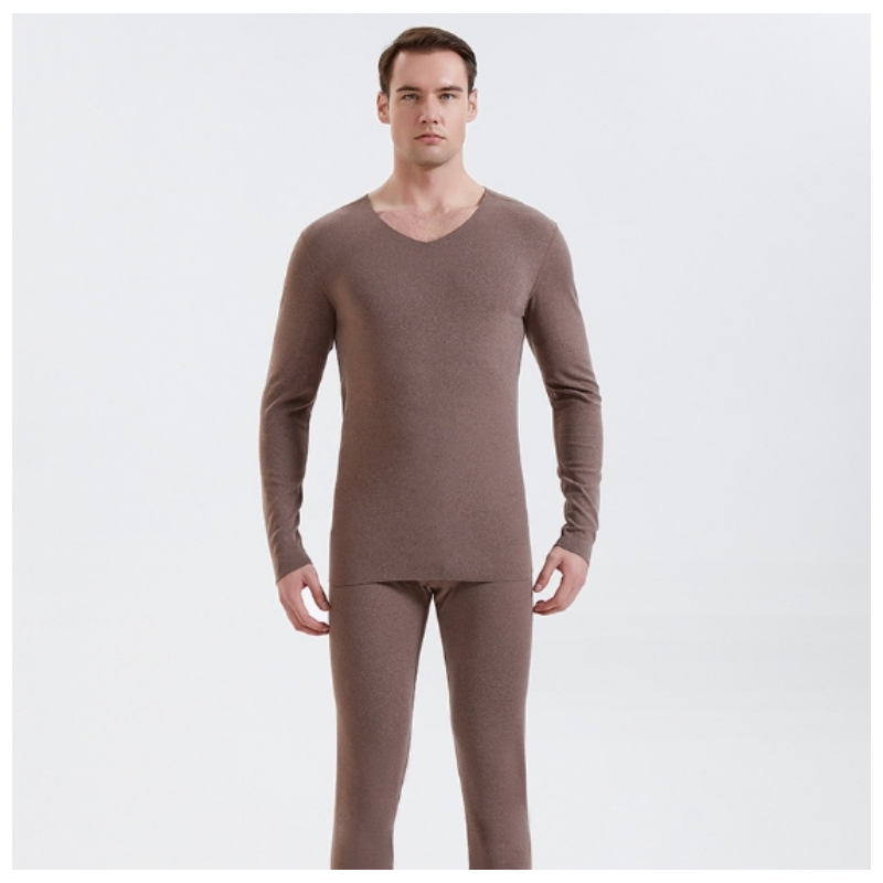 Autumn and Winter Seamless Thermal Underwear AB Face Fleece V-Neck Plus Size Bottom Shirt Men's and Women's Thermal Set K0030