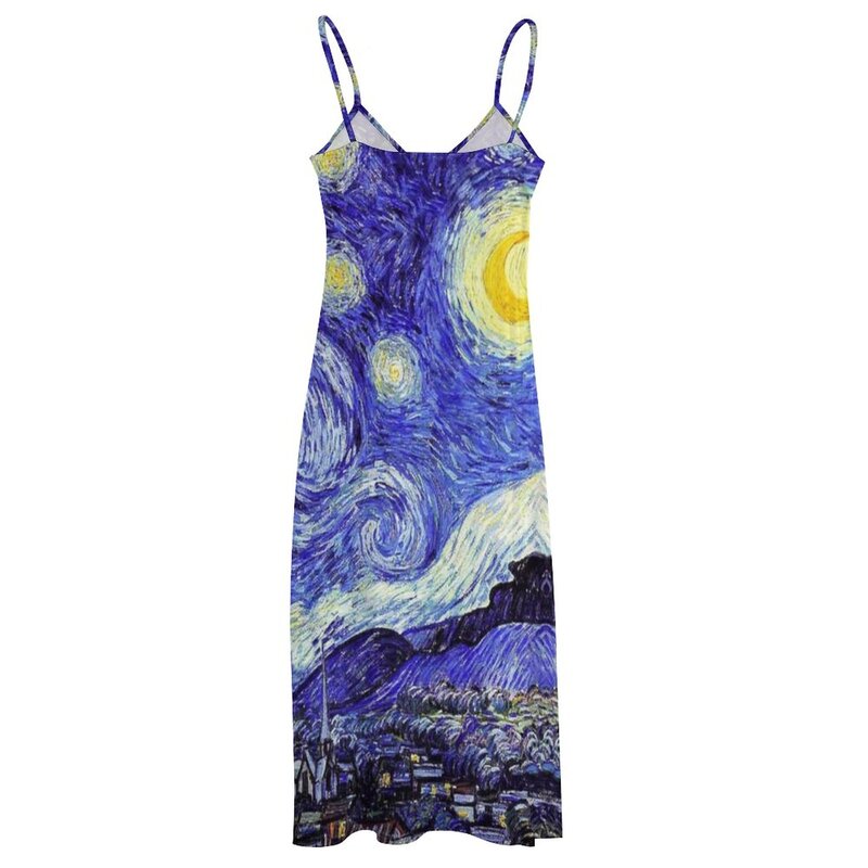 A Starry Night Inspiration 여성용 민소매 이브닝 드레스, 반 고흐 제품