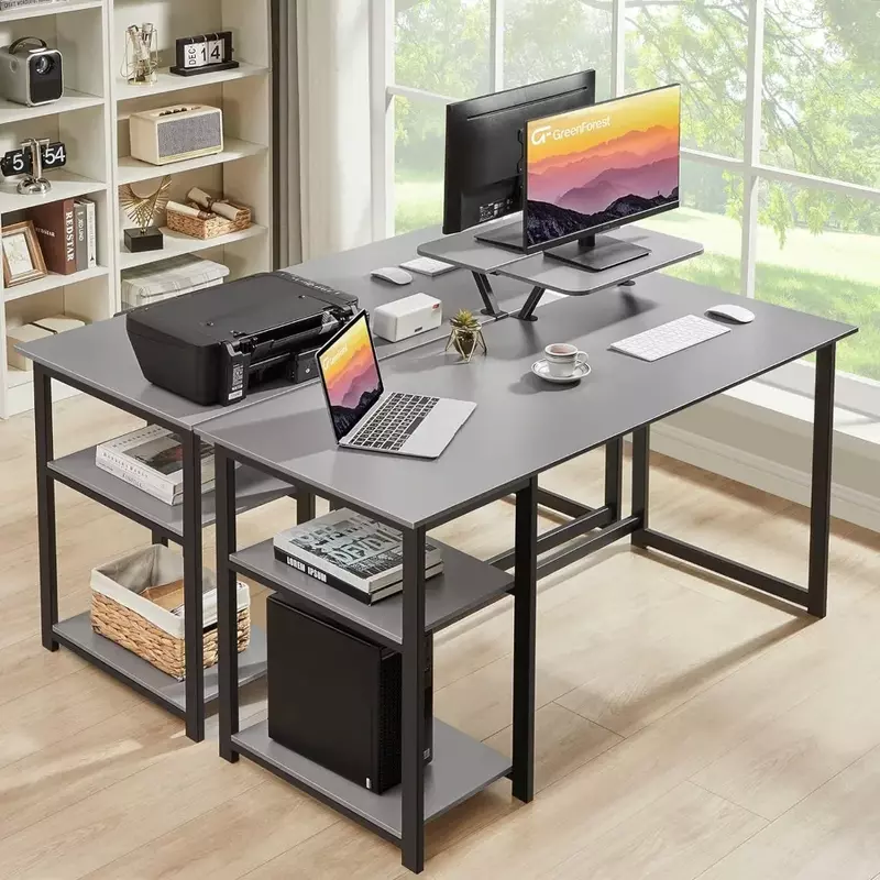 OEING GreenForest Computer Home Office Desk con ripiani portaoggetti sul lato sinistro o destro, scrivania studio PC Laptop tavolo da lavoro