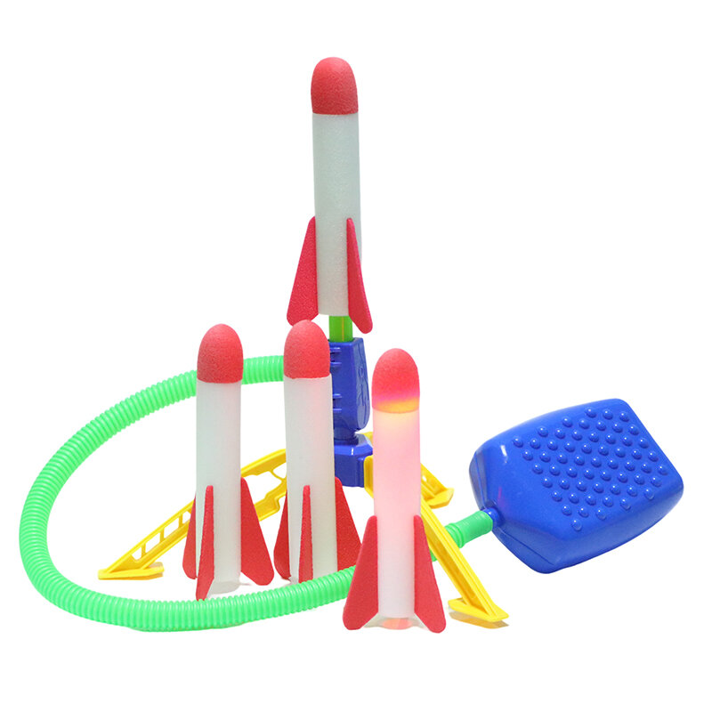 Pompe à pied de fusée à air pour enfants, lanceurs de fusées flash, jeux de pédales, jouet de jeu en plein air, cadeau pour enfant, 1 ensemble