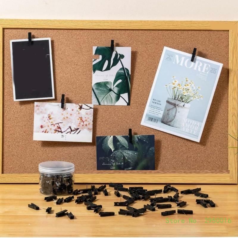 20/50Pcs Wooden Drawing Pins Push Pins with Wooden Clips Cork Board Pins with Clips Wooden Clip Thumbtack for Cork Board