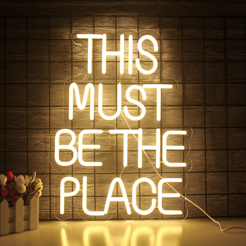 This Must Be The Place Neon Sign LED Letter Estetyczna dekoracja pokoju do domu Bary Impreza Lampa ścienna Sklep Oświetlenie dekoracyjne